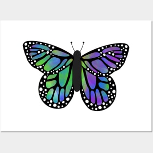 Green purple butterfly Posters and Art